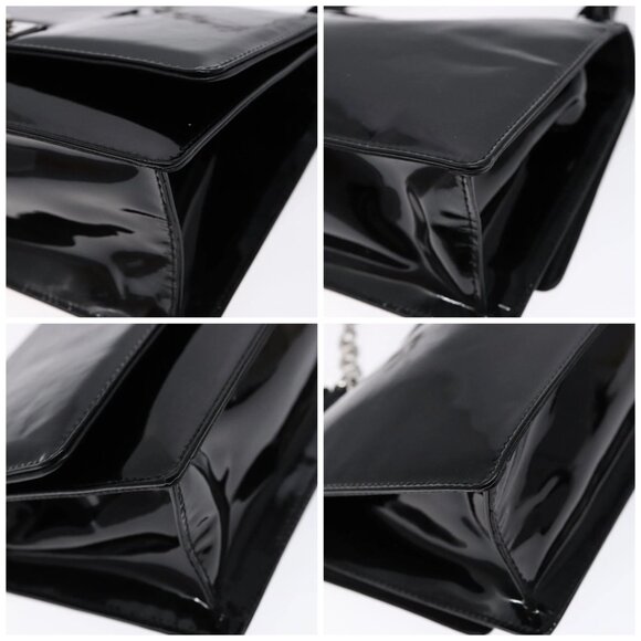 Salvatore Ferragamo Chain Gancini Shoulder Bag Enamel Black Silver Auth 138867 - Picture 15 of 15